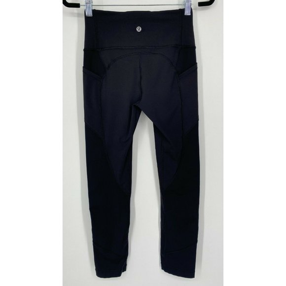Lululemon All The Right Places Yoga Leggings Size 4 Mid Rise Stretch Crop Black - Picture 7 of 10